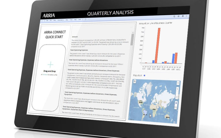 Arria Connect tablet dashboard